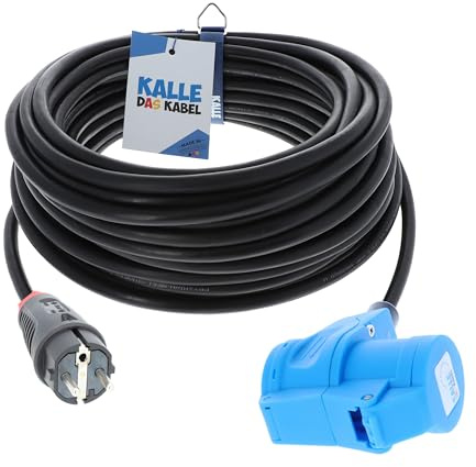 CEE Adapterleitung Kalle Blue SCHUKO Stecker auf CEE Winkelkupplung 15 Meter, 3G 2,5mm²