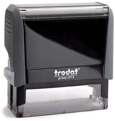 Trodat Printy 4915 – max. 10zeiliger Stempel mit Wunschtext personalisieren, hier gleich online gestalten Gehäusefarbe grau – Firmenstempel, Adresstempel, mit Wunschtext - 69X24 mm – 7 Zeilen