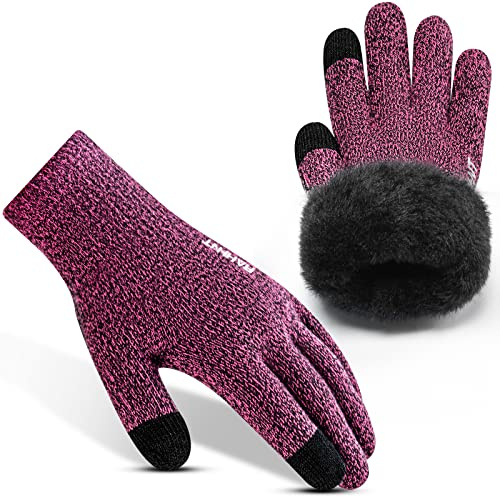 Rahhint Winterhandschuhe Herren Damen Touchscreen Thermohandschuhe Warme Wollstrickhandschuhe mit Fleecefutter