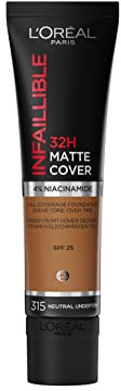 L'Oréal Paris Fondotinta Infaillible 32H Matte Cover, Make-Up dal Finish Matte Copertura Totale sulla Pelle, 315 Neutral Undertone, 30 ml