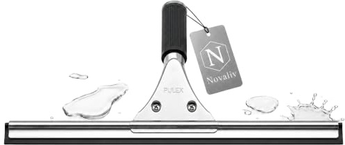 Novaliv Extractor de ventanas profesional de 45 cm de acero inoxidable con borde de goma intercambiable para ventana, limpiador de ventanas, limpiacristales