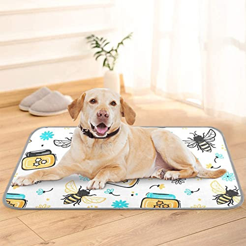 Cooling Mat for Dogs Cats Watercolor Doodle Honey Jar Bee Flowers Harvest 22 x 28 Inch Summer Pet Bed Washable Sleeping Mats for Sofa Floor Outdoor