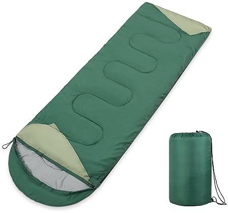 Paco Home Schlafsack Outdoor Waschbar Atmungsaktiv Erwachsene Kinder Sommer Winter Deckenschlafsack Camping Reisen, Farbe:Dunkelgrün-Hellgrün, Größe:220x70x6cm