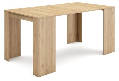 Skraut Home | Ausziehbarertisch | Multifunktionaler ausziehbarer | 160 | Für 8 Gäste | Esszimmertische | Moderner Stil | Eiche