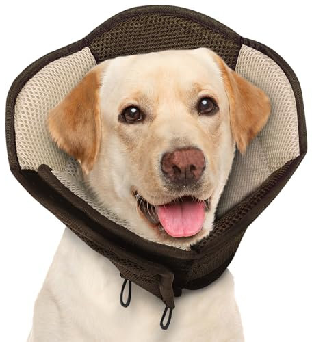 AOFITEE Großer Hundekegel, verstellbarer Kegel für Hunde nach Operationen, atmungsaktives, weiches Hundehalsband gegen das Lecken von Wunden, elisabethanisches Halsband für große Hunde, Braun, L