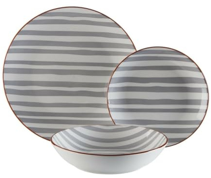 Versa Set de Vajilla Venecia 18 Piezas Gris Porcelana