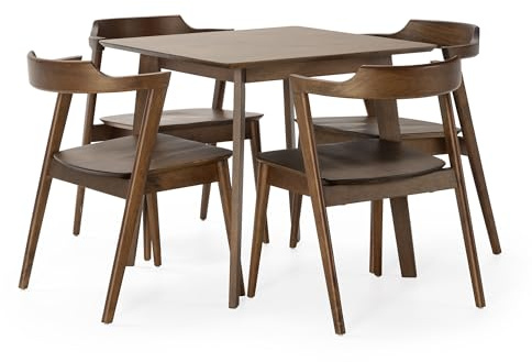 HOMN LIVING Ensemble Table à Manger carrée 80x80 cm et 4 chaises de Salle à Manger Venus Coloris Noyer