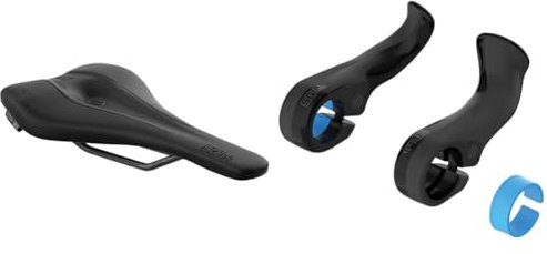 SQlab Unisex – Erwachsene 612 Ergowave Active 2.1 Road & MTB Race Fahrradsattel, Schwarz, 15 cm & Unisex – Erwachsene 411 Innerbarends 2.0 Fahrrad Bar Ends für innen, Schwarz, Einheitsgröße