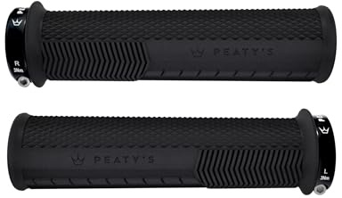 Peaty's Monarch Grips Poignées de Vélo - Poignée de Guidon Velo Moletées, Poignee Velo Ergonomique pour Le Confort, Poignée pour Guidon VTT, Enduro et Trottinette - 30-32 mm, Noir