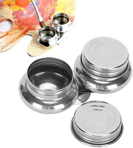 Récipient pour Peinture à l'huile, Godet Double en Acier Inoxydable pour Peinture à l'huile, Récipient étanche pour Fournitures Artistiques avec Couvercle Hermétique pour Solvants et Médiums