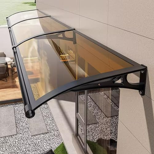 KDDFN Marquise Solaire Abri,Auvent de Porte et Fenêtres,Couverture en Polycarbonate et Support en Aluminium,d'Entrée Résistante Toit Abri Contre la Pluie et UV,pour l'Extérieur (60x100cm/24 x39,D)