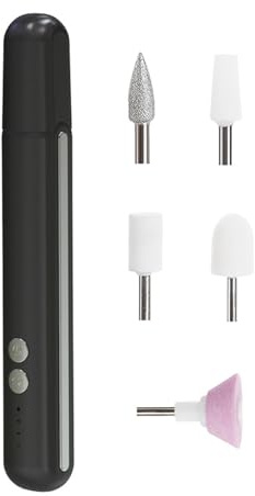Meichoon Tragbarer eElectric Nagellackbohrer USB Wiederaufladbar mit LED-Fülllicht 5 Ersatzbohrer Drehzahl einstellbar NL33 Schwarz