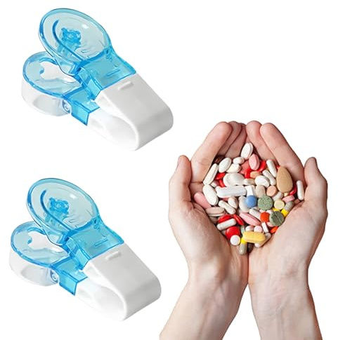 2-Stück Tablettenausdrücker,Klein Tablettenausdrückhilfe,Tabletten Ausdrücken für Travel,Mini Portable Pill Taker mit Easy Tragbare Pillendose,Ausdrücken Tablettentrenner,Tabletten Schluckhilfe