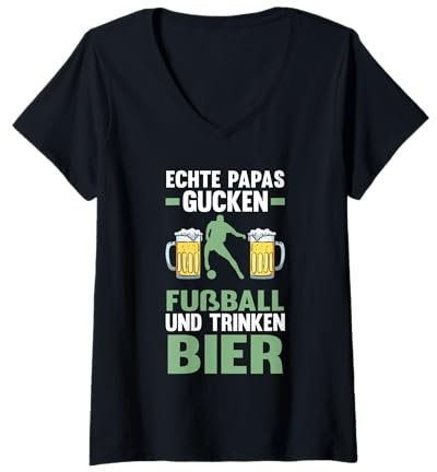 Damen Echte Papas gucken Fußball Fußball Bier T-Shirt mit V-Ausschnitt