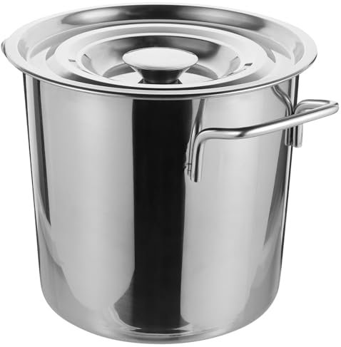 Ciieeo Cubo de sopa de doble oreja con tapa recipiente con tapa ollas grandes para cocinar cazo acero inoxidable cacerola acero inoxidable cubo de cocina cubeta para cocinar mariscos