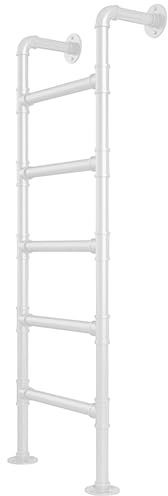 Escabeau en métal robuste pour escalier de grenier avec support mural pour intérieur ou extérieur - Échelle d'escalade en fer blanc - 110 cm