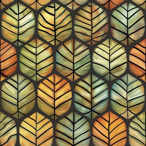 FunStick Carta da Parati Tropicale Foglie Foresta Verde Blu Carta da Parati Autoadesiva Bagno Colorata Giallo Arancio Pellicola Adesiva per Mobili Tropicale Foglie Geometrica Fotomurali 44.5CM×3M