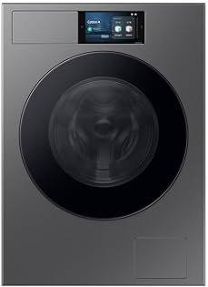 Samsung Lavatrice BESPOKE AI Laundry WF90F09C4S/U3 Libera installazione, 9 Kg, Wifi, Ecodosatore, Display AI Home, Classe Energetica A-55%, Corpo: Dark Silver Steel, Oblò: Nero, 60l x 85h x 60p cm