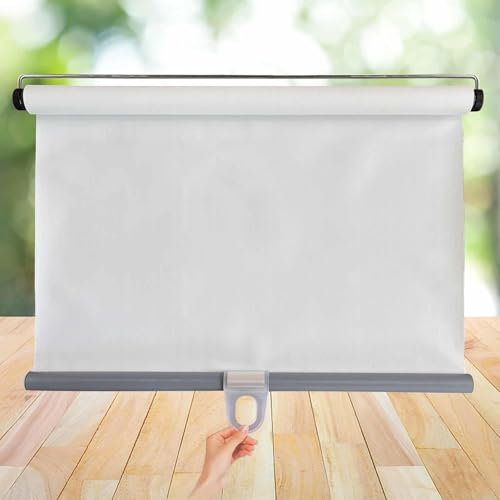 Tende Avvolgibile Oscuranti Con Ventose, Tende A Rullo Retrattili Per Finestre, 40/50/65/72/80/105/120/150cm, Parasole Tenda A Rullo Senza Fili, Tende Termiche Temporanee,White-40x200cm/16x79in