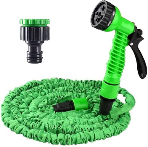 Tubo da Giardino Estensibile 30 m,con Pistola Professionale, Tubo Telescopico da Giardino 7 Livelli di Getti, Avvolgitubo Allungabile e Retraibile, Antiscoppio, Salvaspazio- Colorazioni Casuali