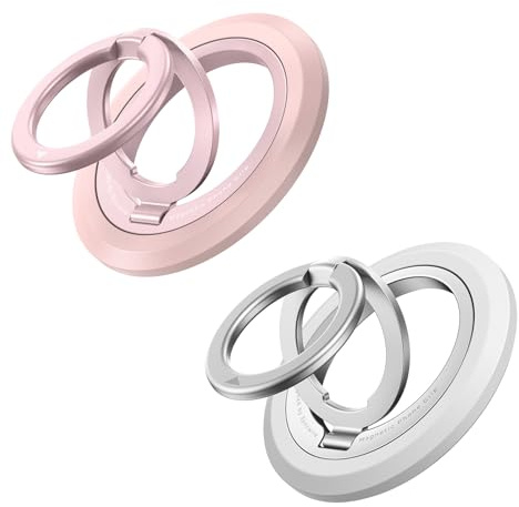 SYNCWIRE Magnetic Phone Ring Holder for MagSafe [2 Pack], 360° Rotation Dual Sided Magnet Grip Cell Phone Ring Stand Finger Kickstand Compatible with iPhone 16 15 14 13 12 Pro Max fits MagSafe