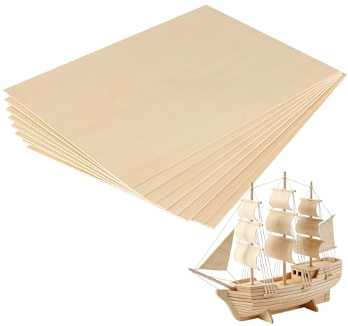 JAPCHET 8 Pieces A3 Unfinished Wood Sheet for Crafts, 420 x 300 x 3mm Wooden Sheets for DIY Wood Engraving Projects