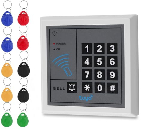 Sistema de Control de Acceso con Teclado. Compatible con la App Tuya y 10 llaveros con identificación de 125 kHz. Ideal para hogares, hoteles y oficinas.