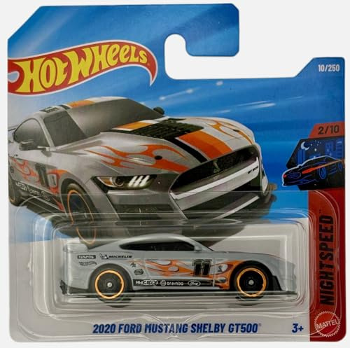 Hot Wheels - 2020 Ford Mustang Shelby GT500 - Nightspeed 2/20 - JJH87 - Short Card - grau-orangener Sportwagen im Maßstab 1:64 - Mattel 2026