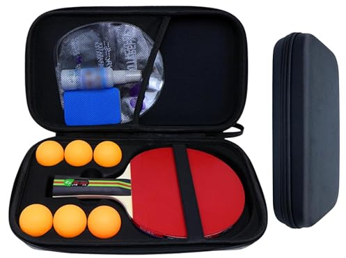 MaciRept Hartschale schlagfest Tischtennisschläger Hülle Tischtennisschläger Tasche Tischtennis Tasche Tischtennishülle für 1 Schläger und 6 Bälle（Einzelnes Tablett）