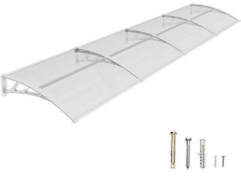 DAWNINGHOMM Vordach für Haustür 120 × 400 cm, Überdachung mit ABS-Halterungen, Vordach Regen-, Schnee- und UV-Schutz – Vielseitig für Eingang, Fenster & Terrasse