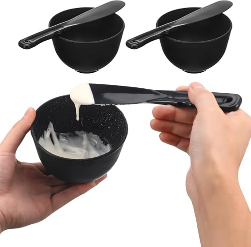 Tazón de Silicona para Mascarilla Espátula Plana, 1 Set | Fondo Profundo, Reutilizable y Flexible, Mezcla Uniforme, para Spa y Rutina de Belleza