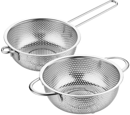 TIKODIDA Colino Scolapasta in Acciaio Inox 194 CM Doppio Manico Cestello Filtrante per Lavare Frutta Verdura e Riso Filtro Cucina per Scolare Pasta e Alimenti Piccoli Utensile