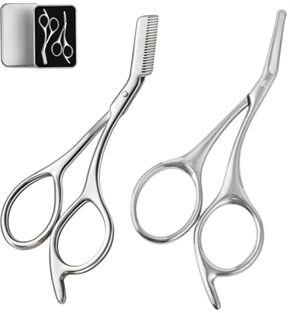 Ylinwtech Augenbrauenschere Nasenhaarschere Set für Damen und Herren | Rostfreier Edelstahl, Sicherheits-Design, Abgerundete Spitze, Für Zuhause & Reise