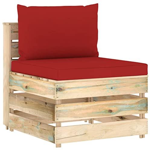 HETFTJN Modulares Gartensofa 60x70x66 cm Kiefer grün Rot Langlebiges Paletten-Design für Balkon Terrasse Garten und Wohnraum