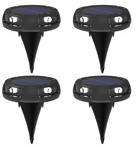Sacolin 4 Pcs Solar In-Ground Lights, Warm White Led Side Emitting Solar Step Light, 4.4 X 5.4 in Black Plastic Landscape Lights, Auto On/Off for Lawn, Patio, Yard
