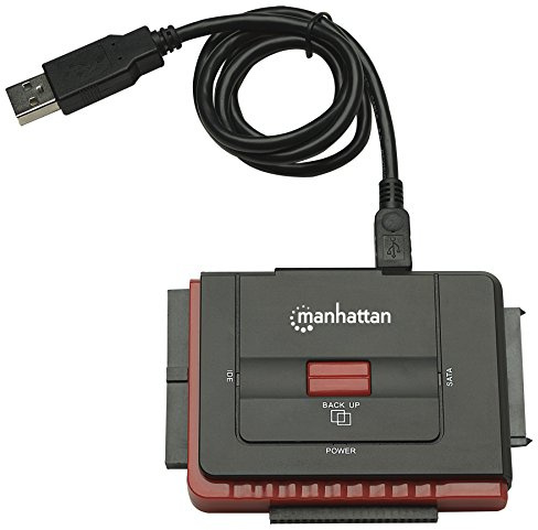 Manhattan SATA / IDE to USB 2.0 Hard Drive Adapter Cable - with One-Touch Storage Backup – External Converter for SSD / HDD Data Transfer, Supports UASP – Compatible with Windows, Mac, Linux -179195