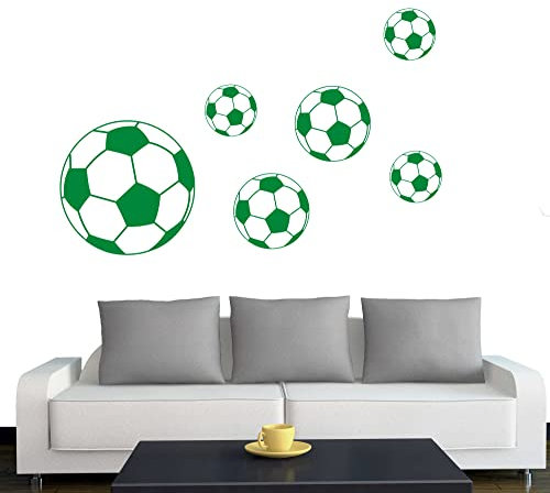 Klebesüchtig A135 Wandtattoo Fussbälle Aufkleberbogen 90cm x 40cm hellgrün Dekoration - Bad - Wohnzimmer - Aufkleber - Wandsticker