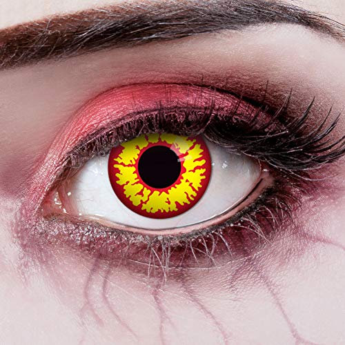Couleur des lentilles de contact Fire Alarm de aricona – années couvrant la lentille à terme pour les yeux sombres et claires- sans correction- les lentilles colorées pour le carnaval- des soirées à thème et des costumes d'Halloween