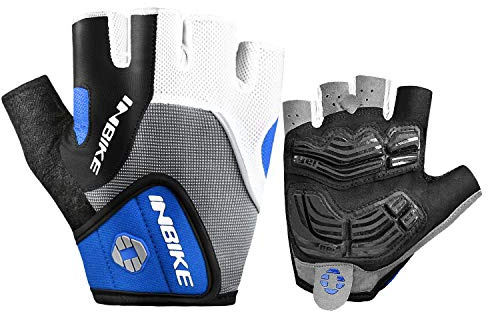 INBIKE Fahrradhandschuhe Halbfinger Herren Damen Sommer Radhandschuhe Kurz Gel Atmungsaktiv Rutschfeste Mountainbike Handschuhe für Radsport MTB Blau,XL