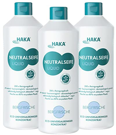 HAKA Neutralseife Liquid, Allzweckreiniger, 3x 1 L, pH-neutrale Reinigung