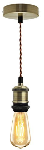 Industrial Vintage Brass Pendant Ceiling Light Lamp Holder Antique Retro E27 Fitting M0010-AB