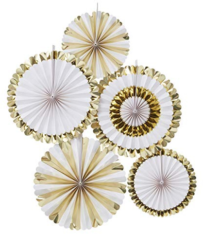 5 Goldene Papierrosetten