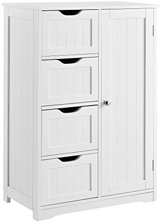 [en.casa] Badezimmerschrank Weiß - 81 x 55 x 30cm - Badschrank Standschrank Schrank Kommode