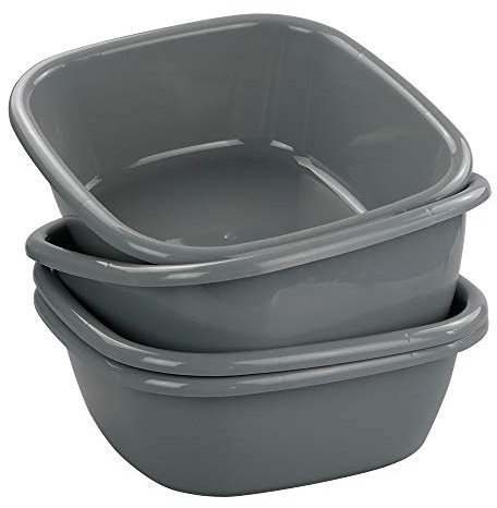 Dynko Spülwanne Kunststoff Quadratisch, Grau Abwaschschüsseln, 4er Pack