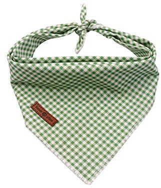lionet paws Hunde Bandana Kopftücher Hundehalstuch Dreieckstuch, Grün&Weiß kariert, L