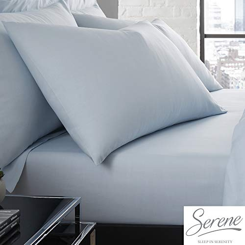 Serene Plain Dye Collection Easy Care Housewife Pillow Case, Duck Egg, Pair