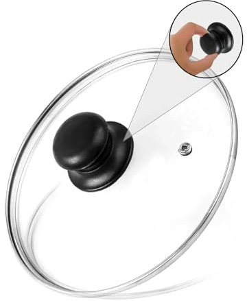 VR7 Glass Lids for Saucepan 34cm Pots Transparent Heat-Resistant Steam Hole Lid with Plastic Knob Frying Pan