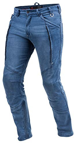 Shima Ghost Jeans Moto Uomo - Pantaloni Biker Ventilato Elastico vestibilità Slim con Rinforzi in Kevlar, Protezioni CE per Ginocchia (Blu, 36)