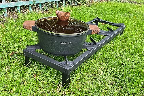 Cast Iron LPG Burner Camping Cooker Butane Gas Country Stove Double or Triple Burner BBQ Portable Grill, Boiling Ring Outdoor Camping Propane Catering