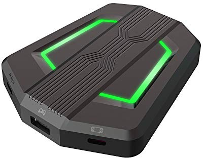 UrChoiceLtd Gaming Controller Konverter mit LED-Hintergrundbeleuchtung, USB Typ-C Maus und Tastatur Adapter für PS4/Xbox One/Xbox 360/Nintendo Switch/PS3 (Schwarz)